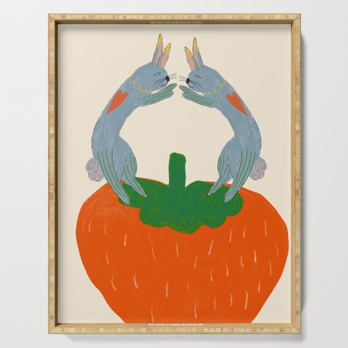 Rabbits & Strawberry Serving Tray Gallery Image 1
