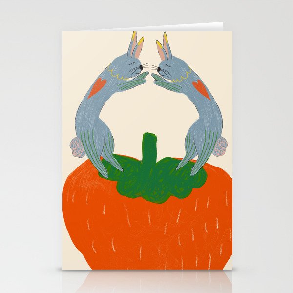 Rabbits & Strawberry Stationery Card Gallery Image 1