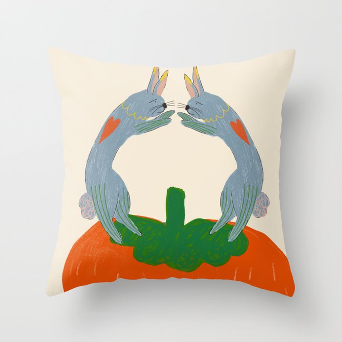 Rabbits & Strawberry Throw Pillow Gallery Image 6