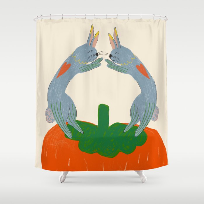 Rabbits & Strawberry Shower Curtain Gallery Image 1