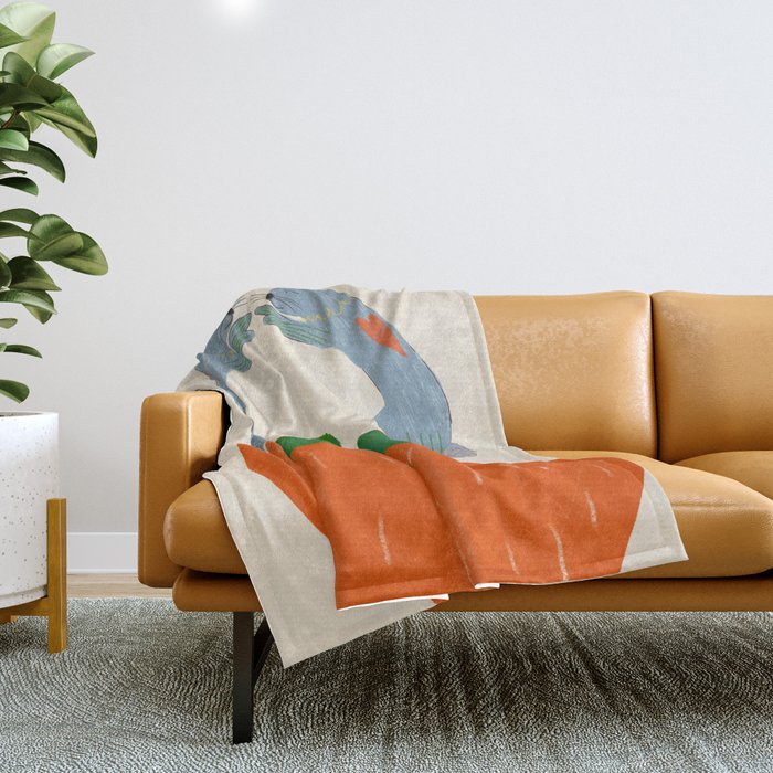 Rabbits & Strawberry Throw Blanket Gallery Image 1