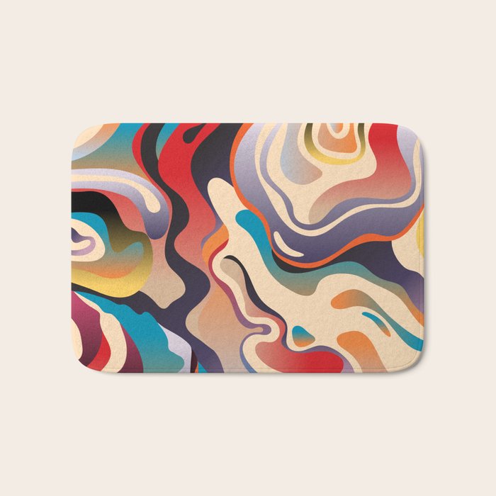 Retro Colorful Liquid Swirls Bath Mat Gallery Image 1