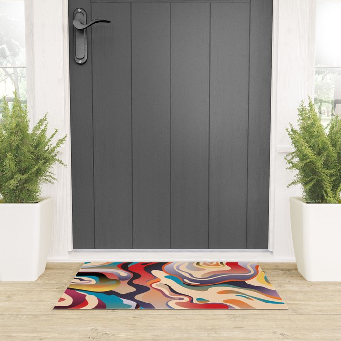 Retro Colorful Liquid Swirls Welcome Mat Gallery Image 3
