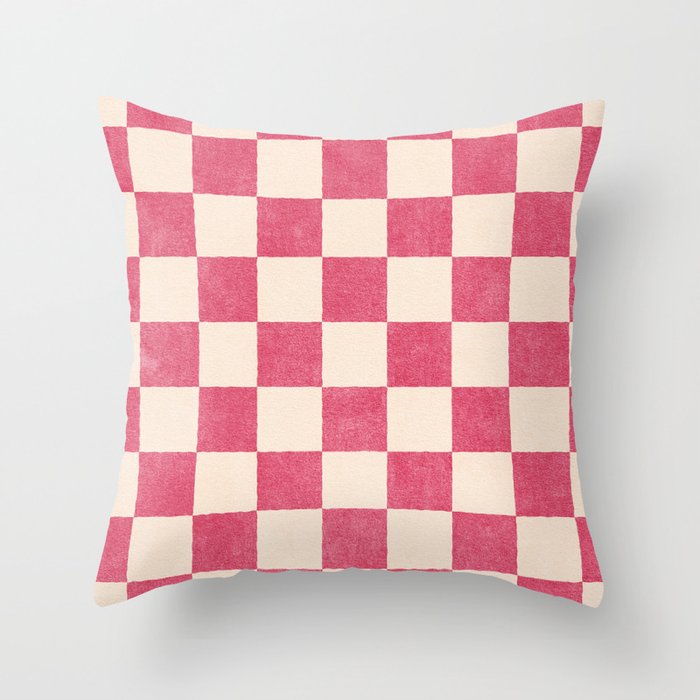 CHECKER - 001 - Dragonfruit Throw Pillow Gallery Image 1