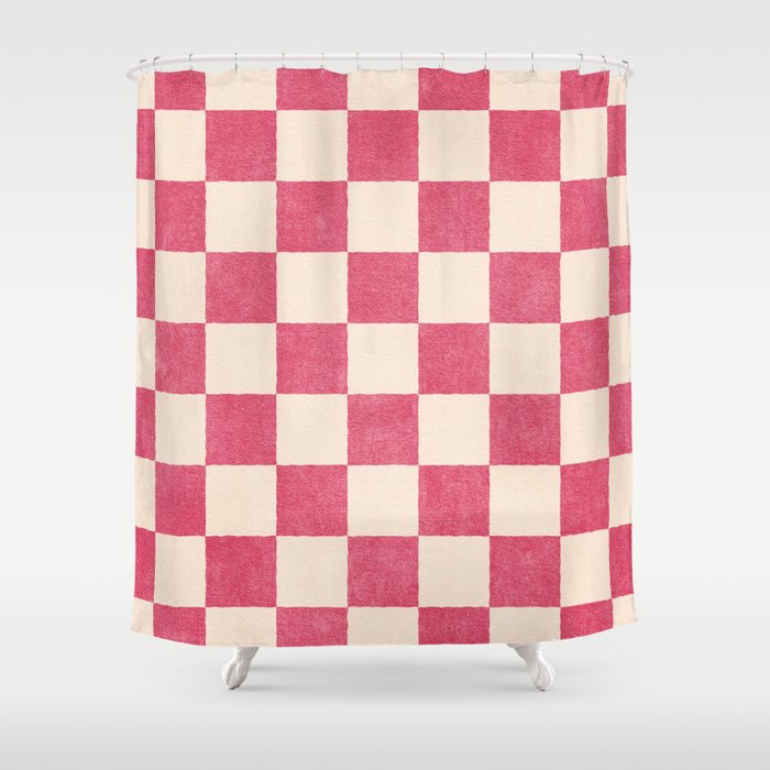 CHECKER - 001 - Dragonfruit Shower Curtain Gallery Image 1