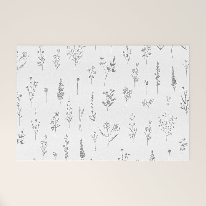 Wildflowers - Grey Flowers Welcome Mat Gallery Image 1