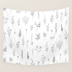 Wildflowers - Grey Flowers Wall Tapestry Gallery Image 4