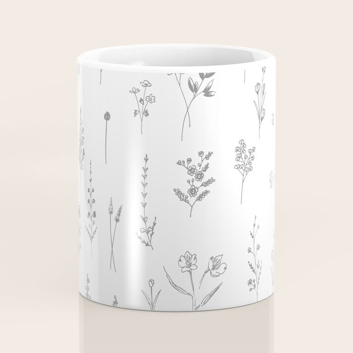 Wildflowers - Grey Flowers Coffee Mug Gallery Image 4