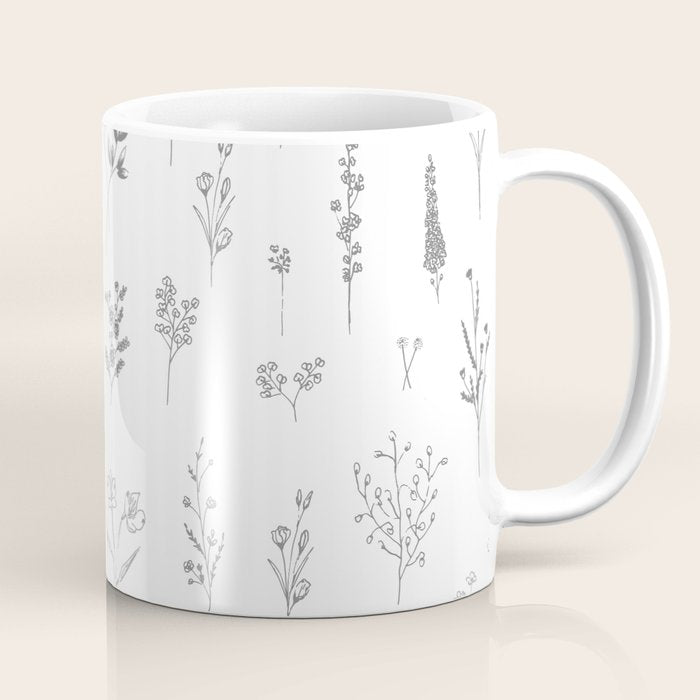 Wildflowers - Grey Flowers Coffee Mug Gallery Image 1