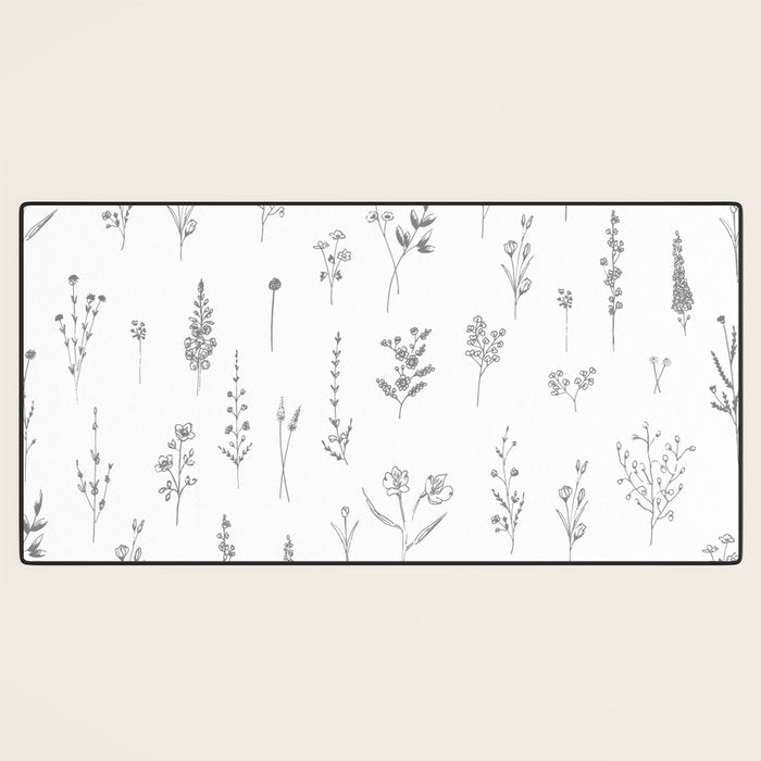 Wildflowers - Grey Flowers Desk Mat Gallery Image 3