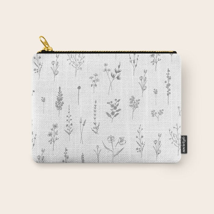 Wildflowers - Grey Flowers Carry All Pouch Gallery Image 1