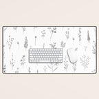 Wildflowers - Grey Flowers Desk Mat Gallery Image 1