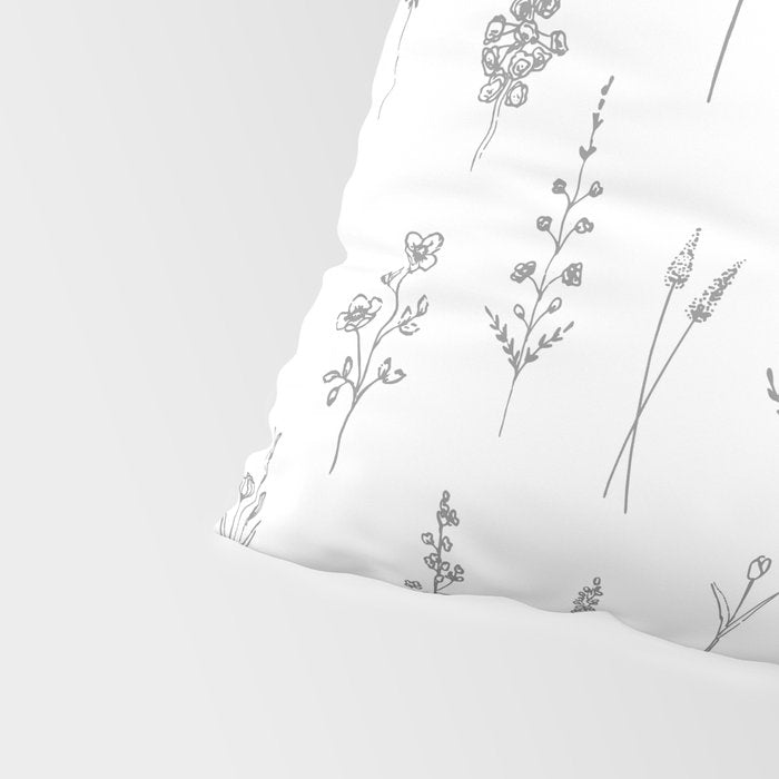 Wildflowers - Grey Flowers Pillow Sham Gallery Image 4