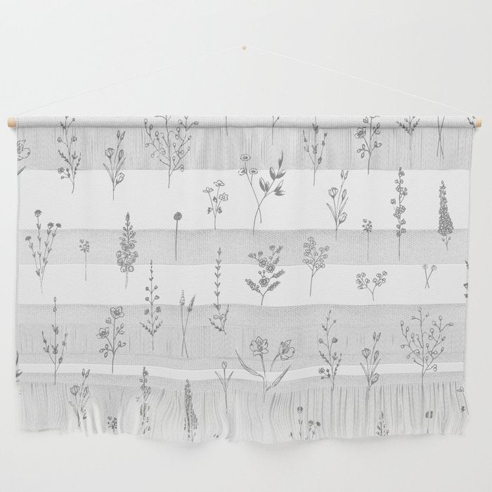 Wildflowers - Grey Flowers Wall Hanging Gallery Image 1