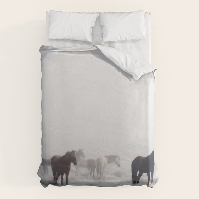 Horses in the Mist II Duvet Cover Gallery Image 1
