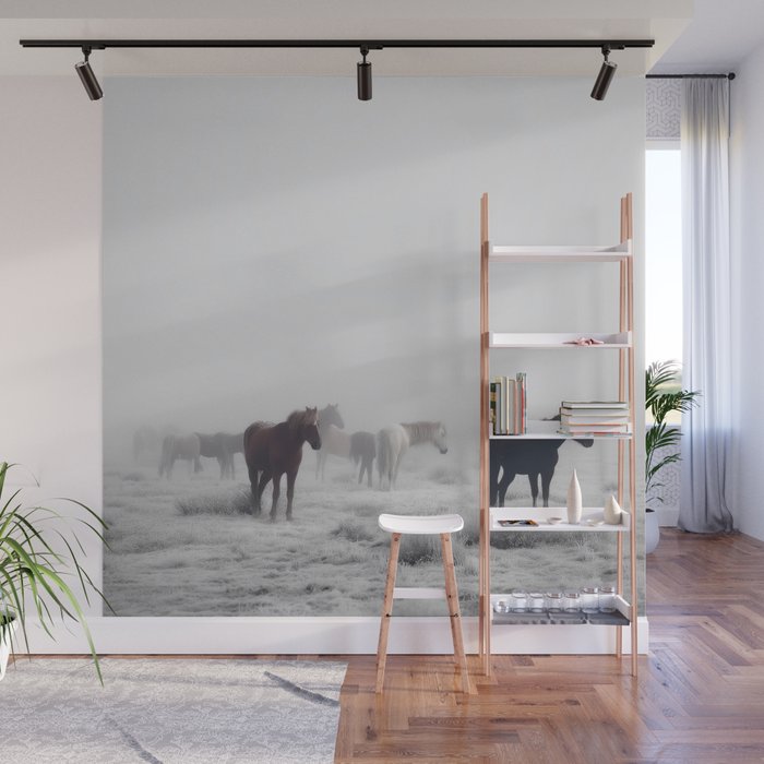 Horses in the Mist II Wall Mural Gallery Image 1