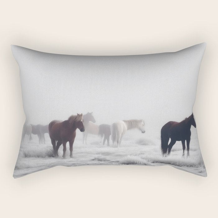 Horses in the Mist II Rectangular Pillow Gallery Image 2