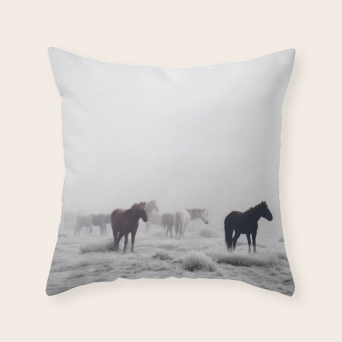Horses in the Mist II Throw Pillow Gallery Image 6
