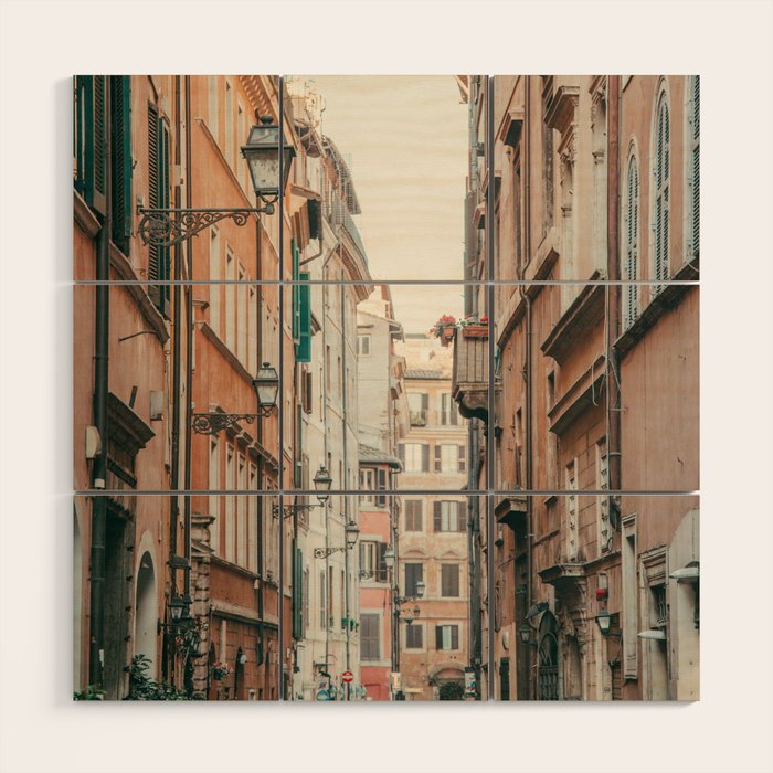 Roman Street - Rome Italy Travel Photography Wood Wall Art Gallery Image 1