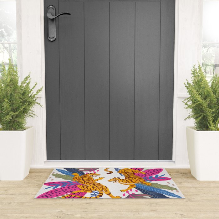 Jungle Tigers - Exotic Blue Welcome Mat Gallery Image 3