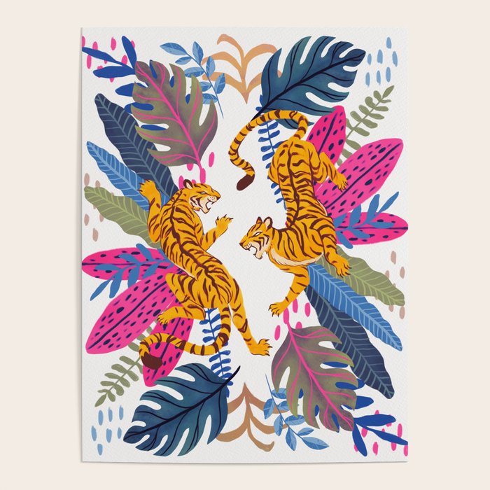 Jungle Tigers - Exotic Blue Poster Gallery Image 1