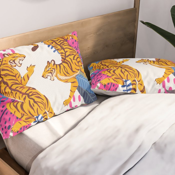 Jungle Tigers - Exotic Blue Pillow Sham Gallery Image 2