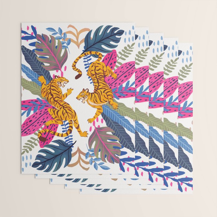 Jungle Tigers - Exotic Blue Wrapping Paper Gallery Image 3