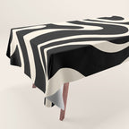 Modern Liquid Swirl Abstract Pattern Square in Black and Almond Cream  Tablecloth Gallery Image 1