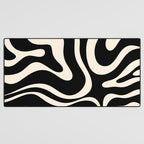 Modern Liquid Swirl Abstract Pattern Square in Black and Almond Cream  Desk Mat Gallery Image 3