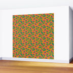 Art Nouveau Pink and Orange Tropical Flowers on Yellow Background Wall Mural Gallery Image 2
