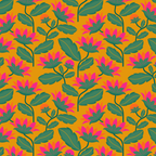 Art Nouveau Pink and Orange Tropical Flowers on Yellow Background Coffee Mug Gallery Image 2