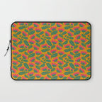 Art Nouveau Pink and Orange Tropical Flowers on Yellow Background Laptop Sleeve Gallery Image 1
