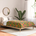 Art Nouveau Pink and Orange Tropical Flowers on Yellow Background Comforter Gallery Image 2