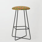 Art Nouveau Pink and Orange Tropical Flowers on Yellow Background Stool Gallery Image 1