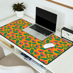 Art Nouveau Pink and Orange Tropical Flowers on Yellow Background Desk Mat Gallery Image 2