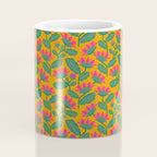Art Nouveau Pink and Orange Tropical Flowers on Yellow Background Coffee Mug Gallery Image 4