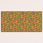 Art Nouveau Pink and Orange Tropical Flowers on Yellow Background Desk Mat Gallery Image 3