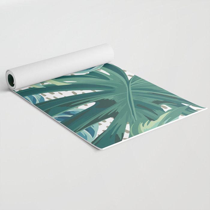 Tropical Palms, Green and Blue, Abstract Yoga Mat Gallery Image 2