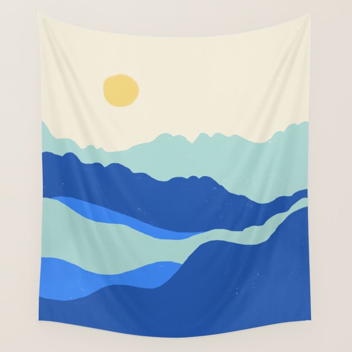 Blue Sea Waves on a Sunny Day Wall Tapestry Gallery Image 4