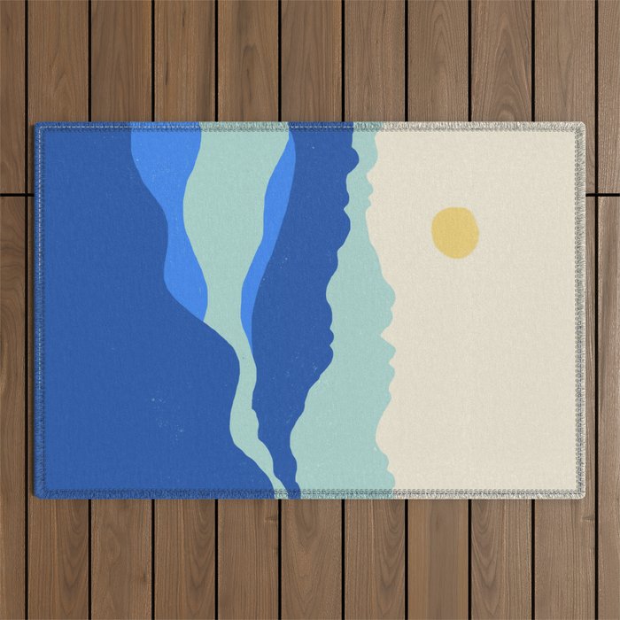 Blue Sea Waves on a Sunny Day Outdoor Rug Gallery Image 1
