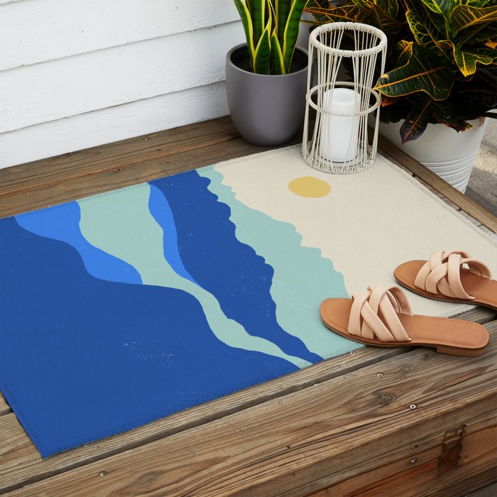 Blue Sea Waves on a Sunny Day Outdoor Rug Gallery Image 2