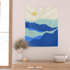 Blue Sea Waves on a Sunny Day Wall Tapestry Gallery Image 2