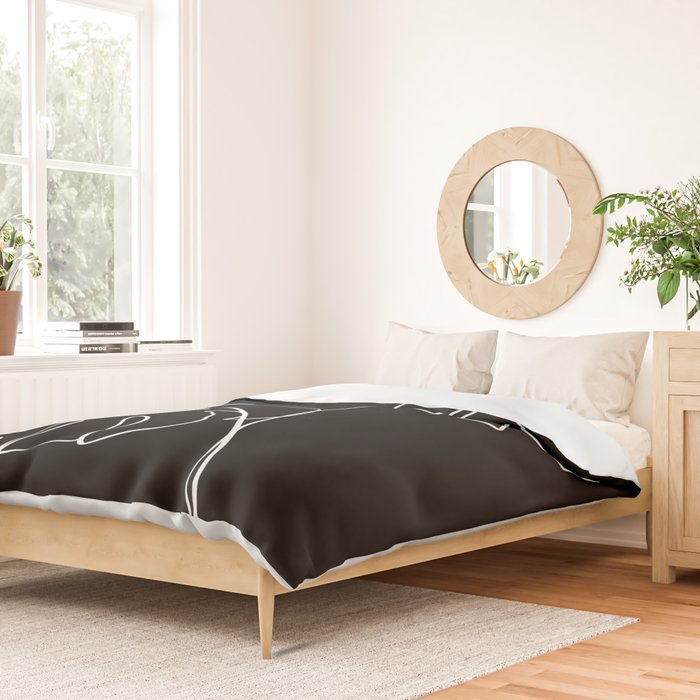 Monstera minimal - black Duvet Cover Gallery Image 2