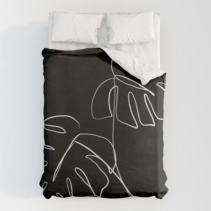 Monstera minimal - black Duvet Cover Gallery Image 6