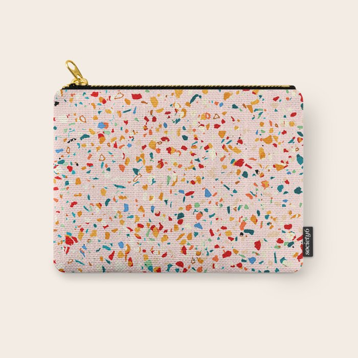 Blush Terrazzo | Pink Eclectic Speckles | Abstract Confetti Painting | Chic Bohemian Illustration Carry All Pouch Gallery Image 1