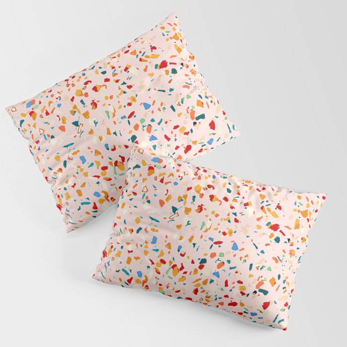 Blush Terrazzo | Pink Eclectic Speckles | Abstract Confetti Painting | Chic Bohemian Illustration Pillow Sham Gallery Image 3