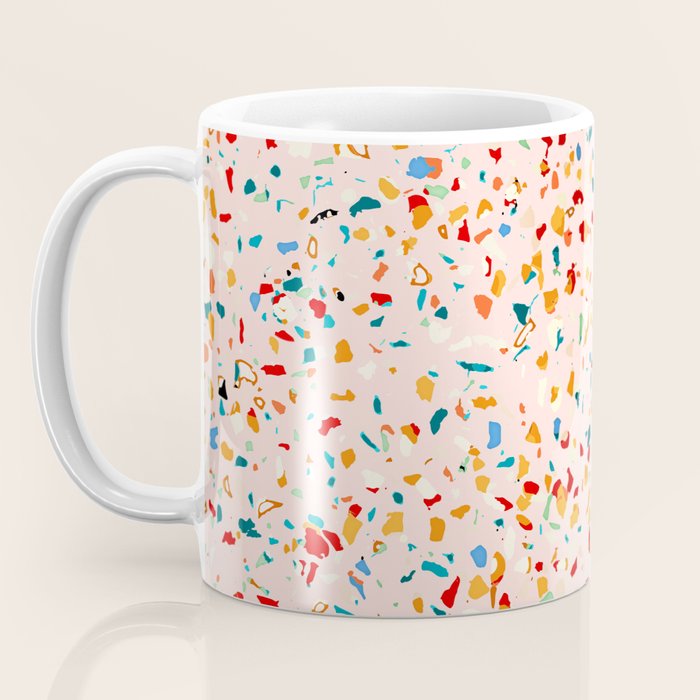 Blush Terrazzo | Pink Eclectic Speckles | Abstract Confetti Painting | Chic Bohemian Illustration Coffee Mug Gallery Image 3