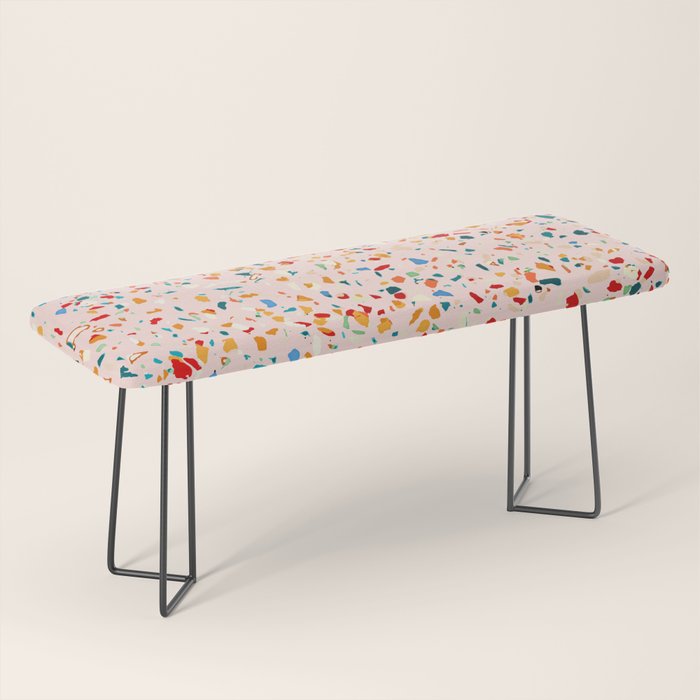 Blush Terrazzo | Pink Eclectic Speckles | Abstract Confetti Painting | Chic Bohemian Illustration Bench Gallery Image 1