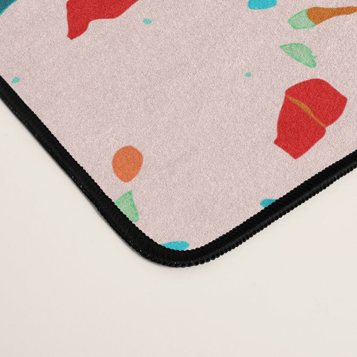 Blush Terrazzo | Pink Eclectic Speckles | Abstract Confetti Painting | Chic Bohemian Illustration Desk Mat Gallery Image 4
