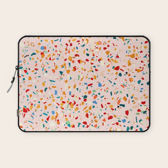 Blush Terrazzo | Pink Eclectic Speckles | Abstract Confetti Painting | Chic Bohemian Illustration Laptop Sleeve Gallery Image 1